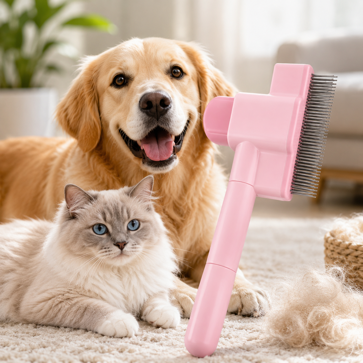 Petinox® Tek Tuşla Temizlenen Profesyonel Kedi & Köpek Tarağı