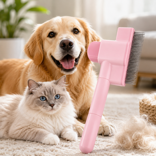 Petinox® Tek Tuşla Temizlenen Profesyonel Kedi & Köpek Tarağı