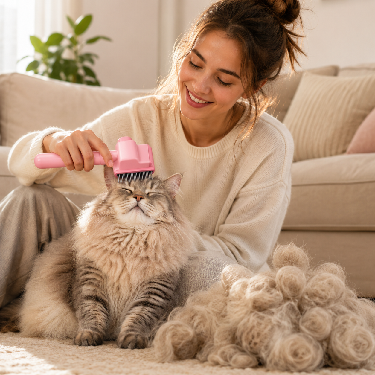 Petinox® Tek Tuşla Temizlenen Profesyonel Kedi & Köpek Tarağı