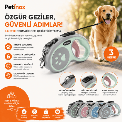 Otomatik Köpek Gezdirme Tasması 3 Metre | Petinox - petinox