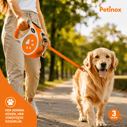 Otomatik Köpek Gezdirme Tasması 3 Metre | Petinox - petinox
