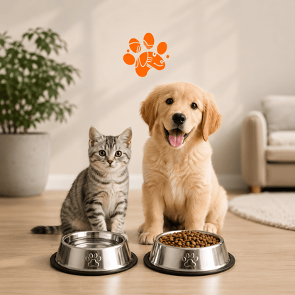 Petinox 2’li Paslanmaz Çelik Kedi ve Köpek Mama & Su Kabı 250 ml | Kaydırmaz Tabanlı 16 cm - petinox