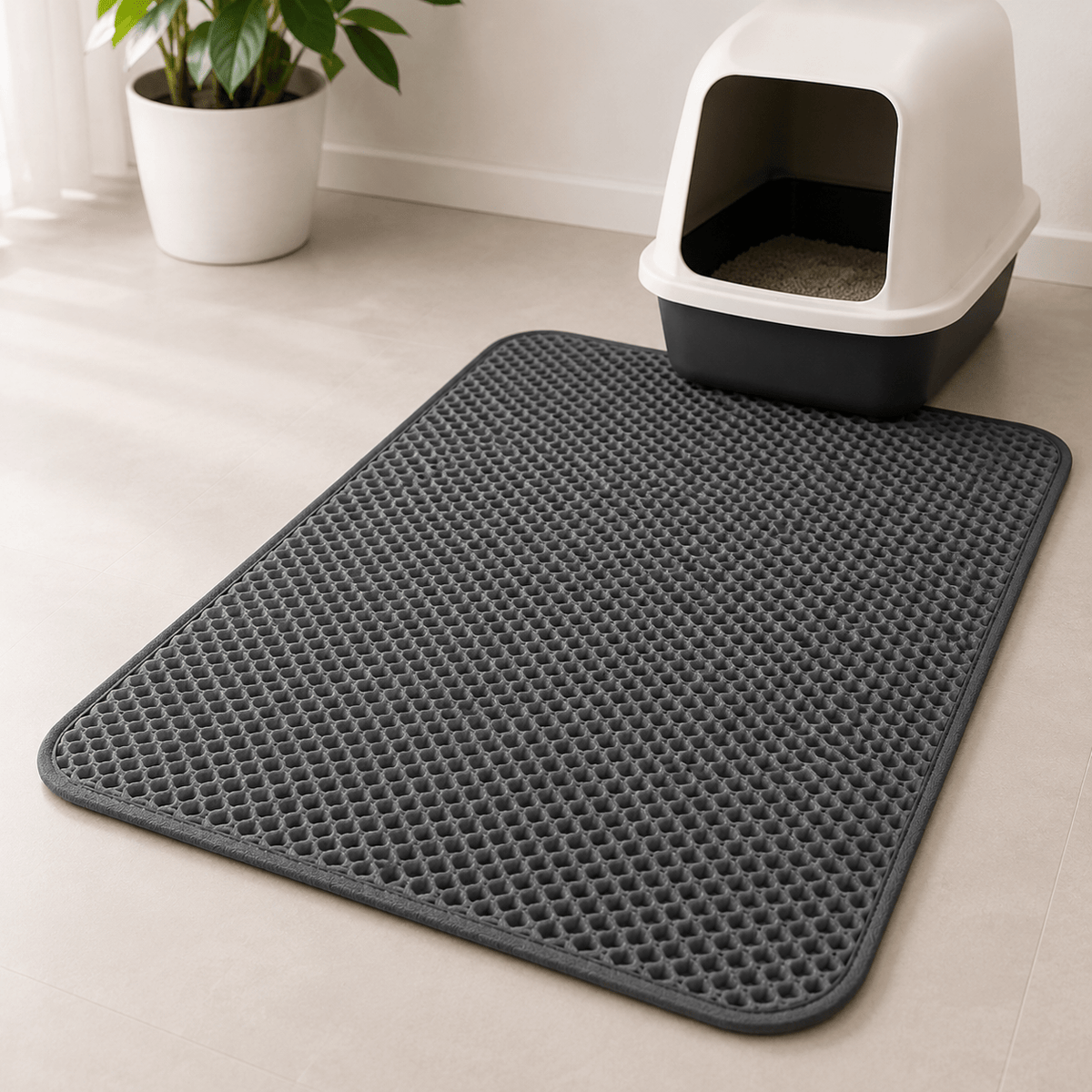 Petinox Elekli Kedi Kumu Paspası 45x60 cm | Çift Katmanlı Kum Toplayıcı Kedi Tuvalet Önü Matı - petinox