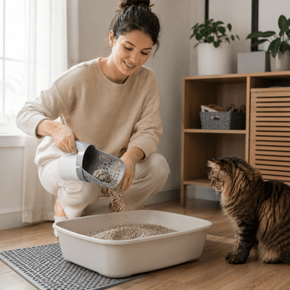 Petinox Hazneli Kedi Kumu Küreği | Poşet Hazneli Yeni Nesil Kedi Kum Temizleme Küreği + 4 Rulo Kaka Poşeti - petinox