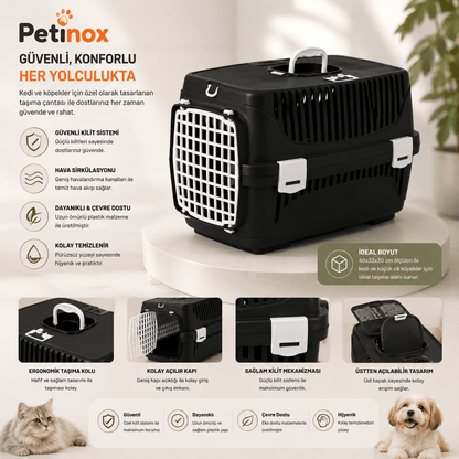 Petinox Kedi Köpek Taşıma Çantası | Konforlu, Havalandırmalı ve Katlanabilir Seyahat Çantası - petinox